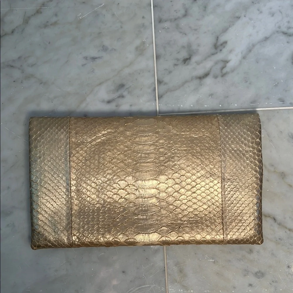 Python Champagne Gold Clutch - Picture 2 of 5